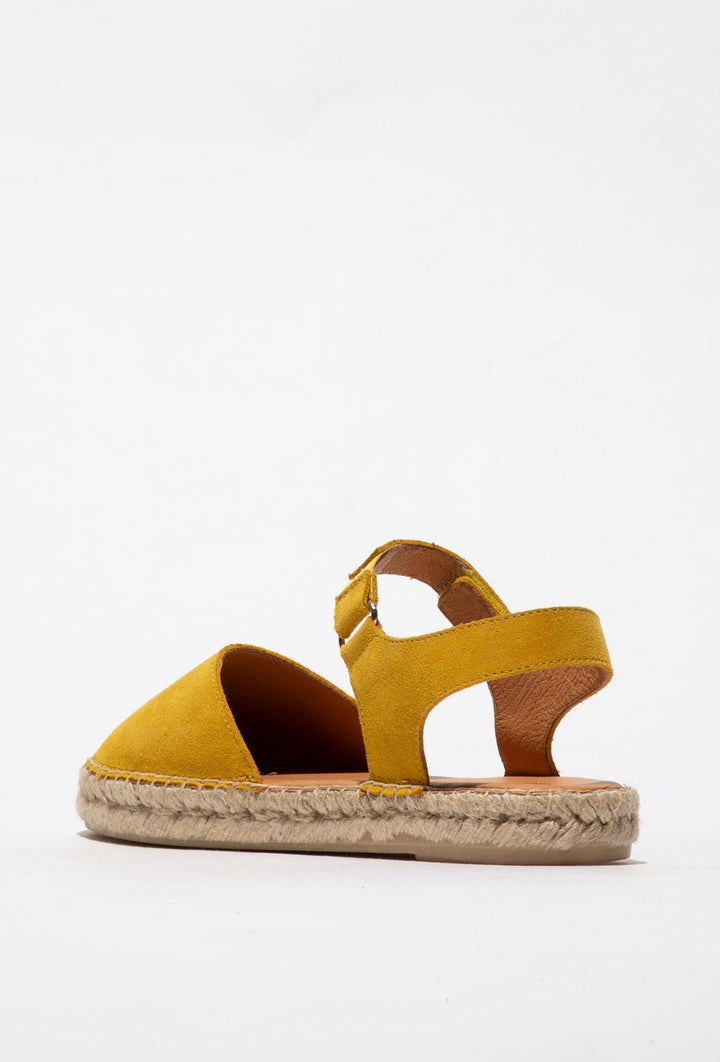 Yellow Suede Women's Espadrilles on a Braided Sole