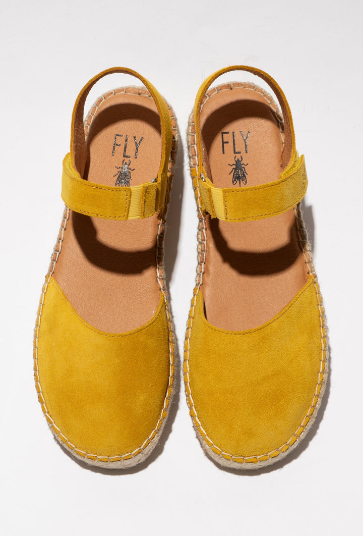 Yellow Suede Women's Espadrilles on a Braided Sole