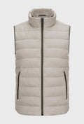Light Beige Quilted Gilet with a Knitted Collar