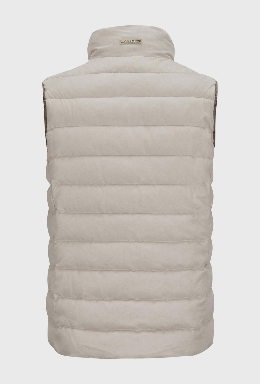 Light Beige Quilted Gilet with a Knitted Collar