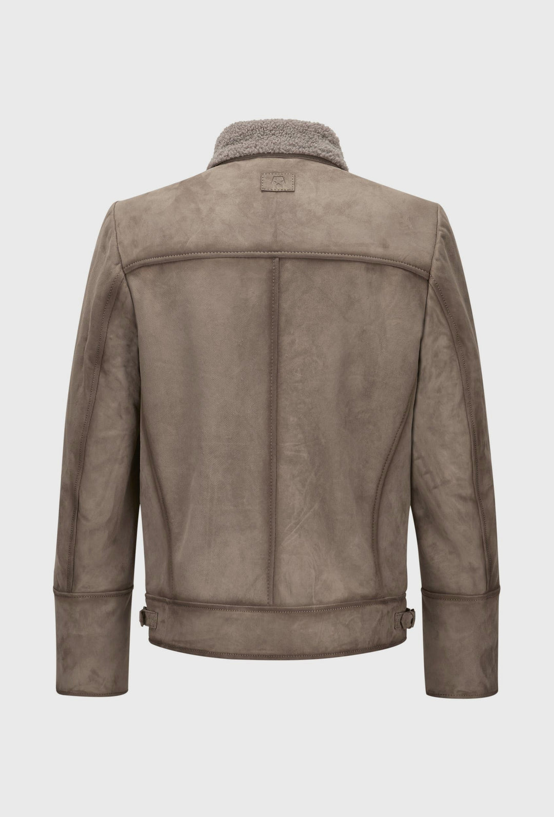 Beige Pilot Jacket with Shearling Trim