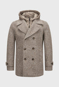 Beige Double-Breasted Coat with a Detachable Insert and Hood