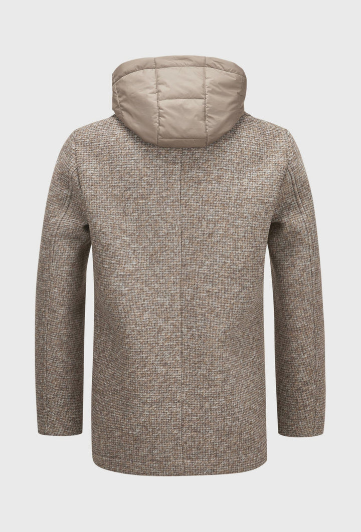 Beige Double-Breasted Coat with a Detachable Insert and Hood