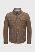 Men's Light Brown Leather Shirt Jacket