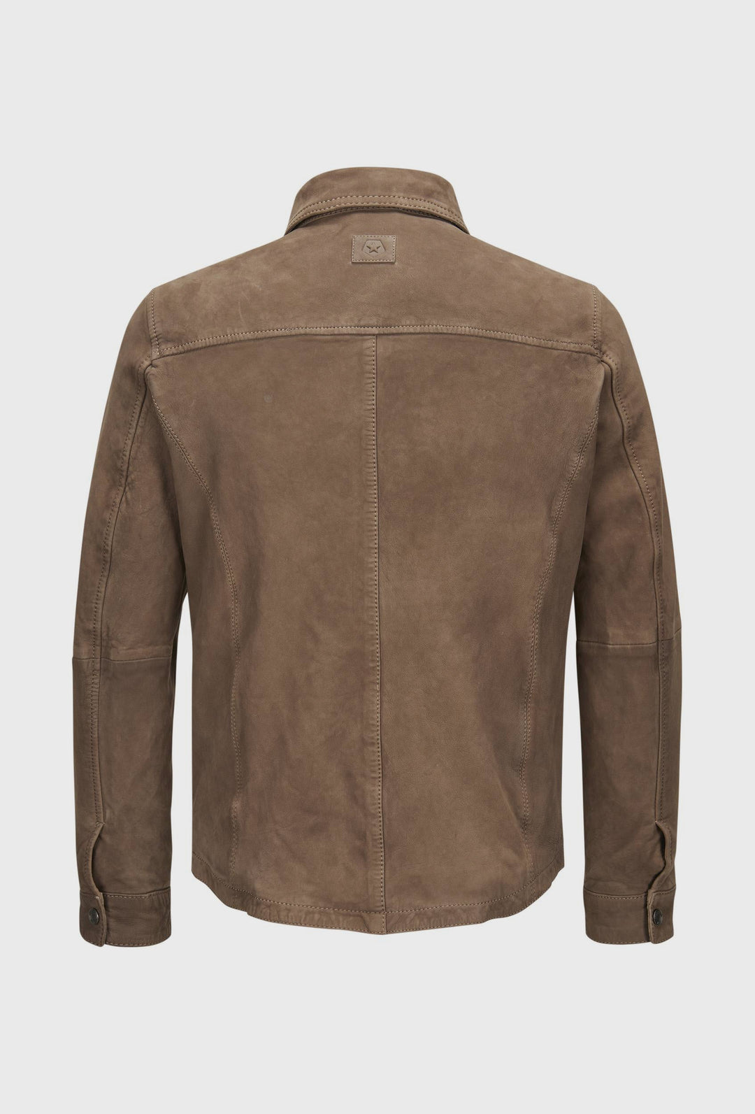 Men's Light Brown Leather Shirt Jacket