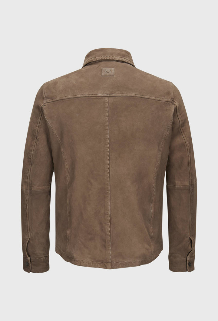 Men's Light Brown Leather Shirt Jacket