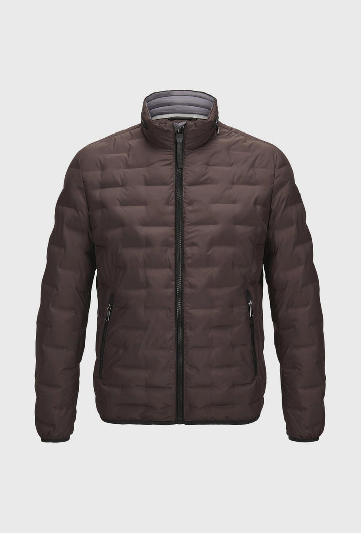 Light Men's Quilted Jacket in Dark Brown