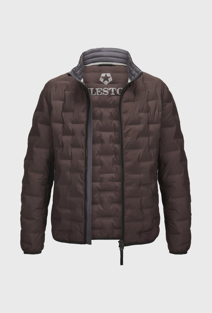Light Men's Quilted Jacket in Dark Brown