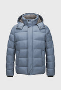 Light Blue Quilted Jacket with a High Collar