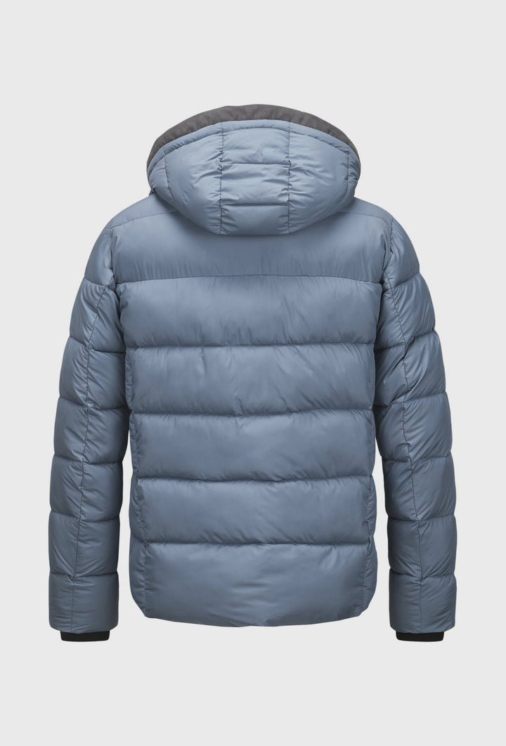 Light Blue Quilted Jacket with a High Collar