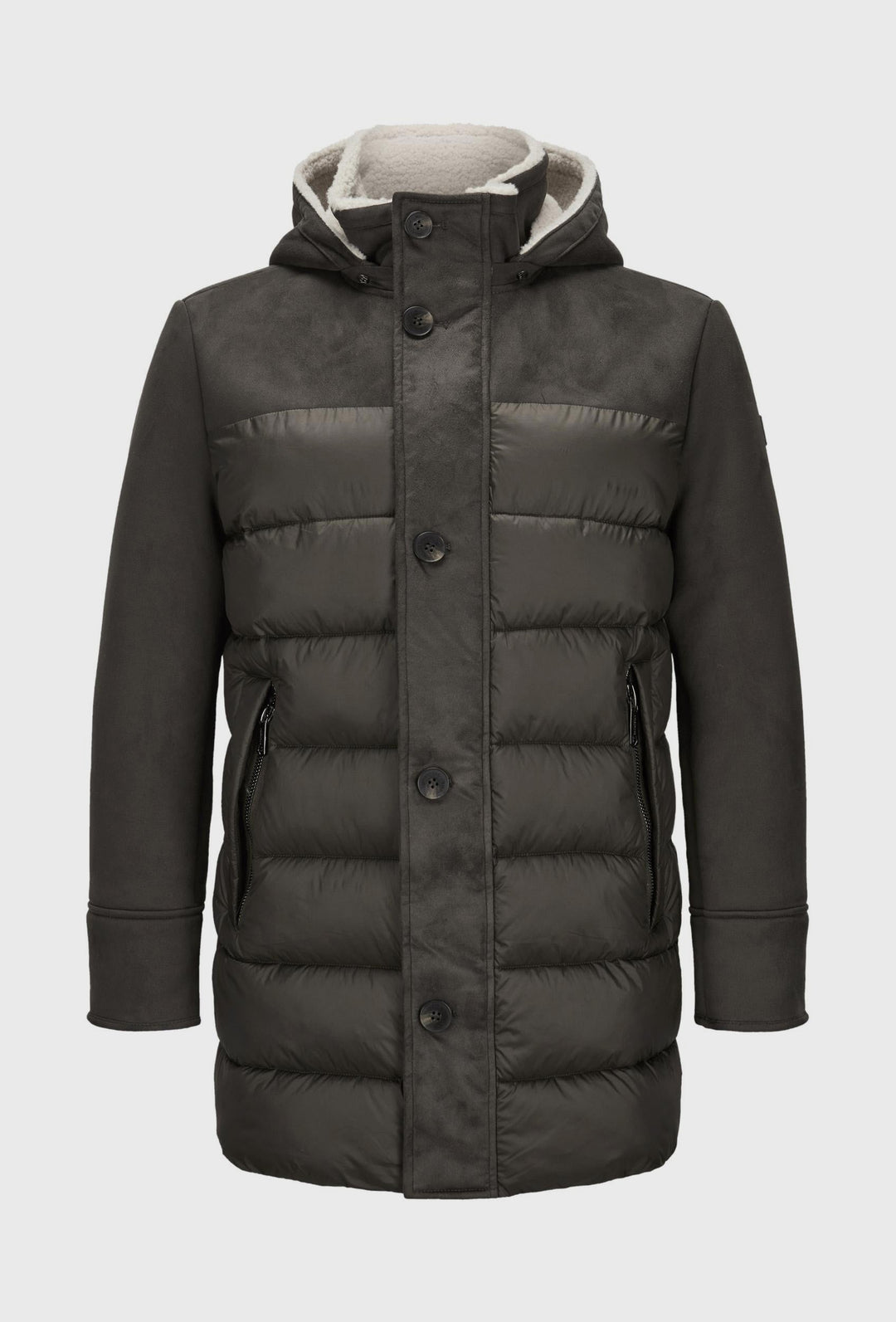 Two-Fabric Hooded Jacket with Insulation