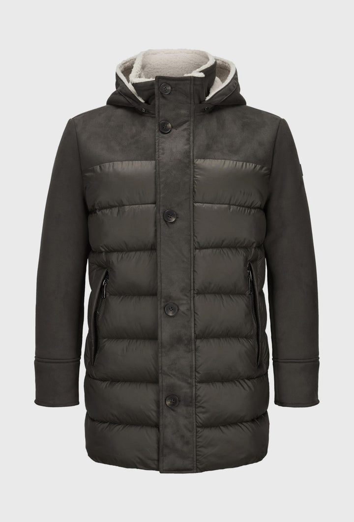 Two-Fabric Hooded Jacket with Insulation