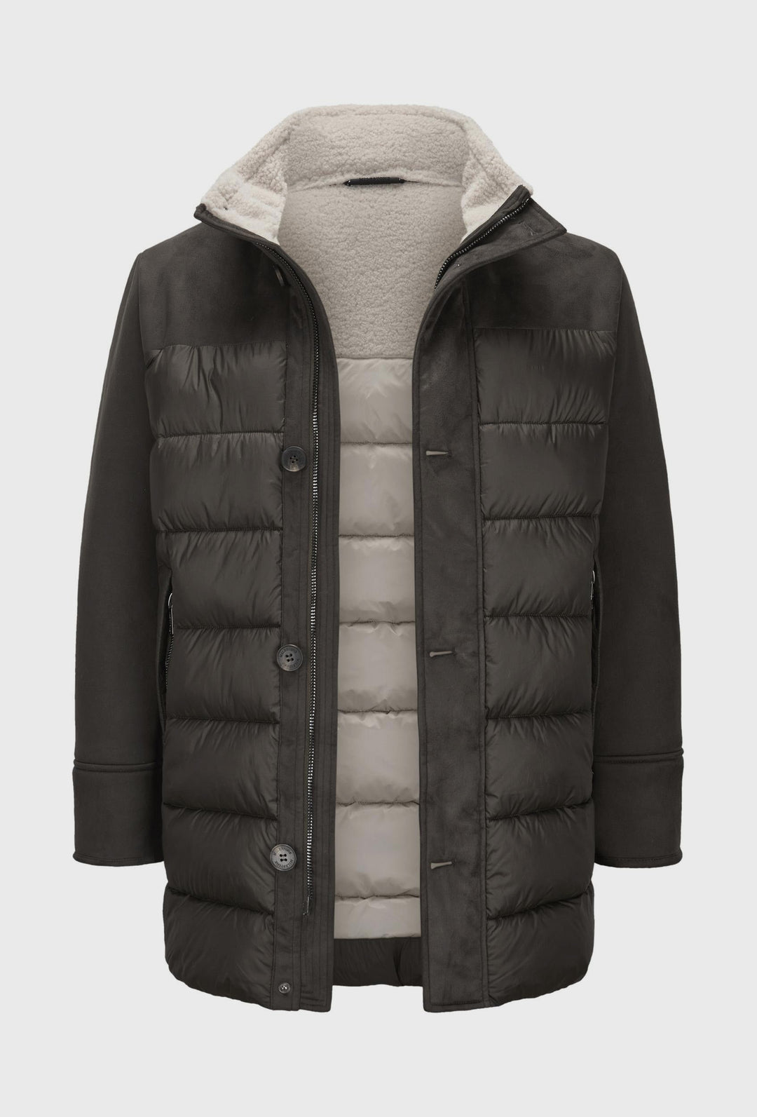 Two-Fabric Hooded Jacket with Insulation