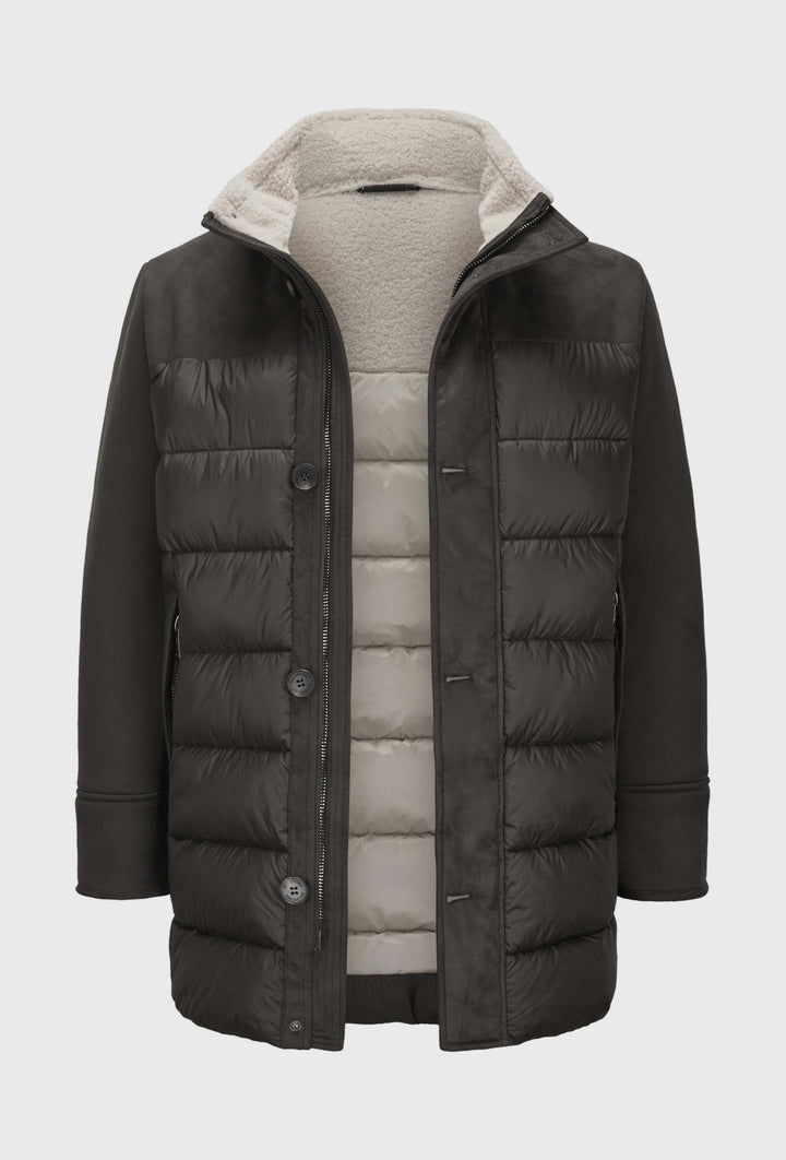 Two-Fabric Hooded Jacket with Insulation