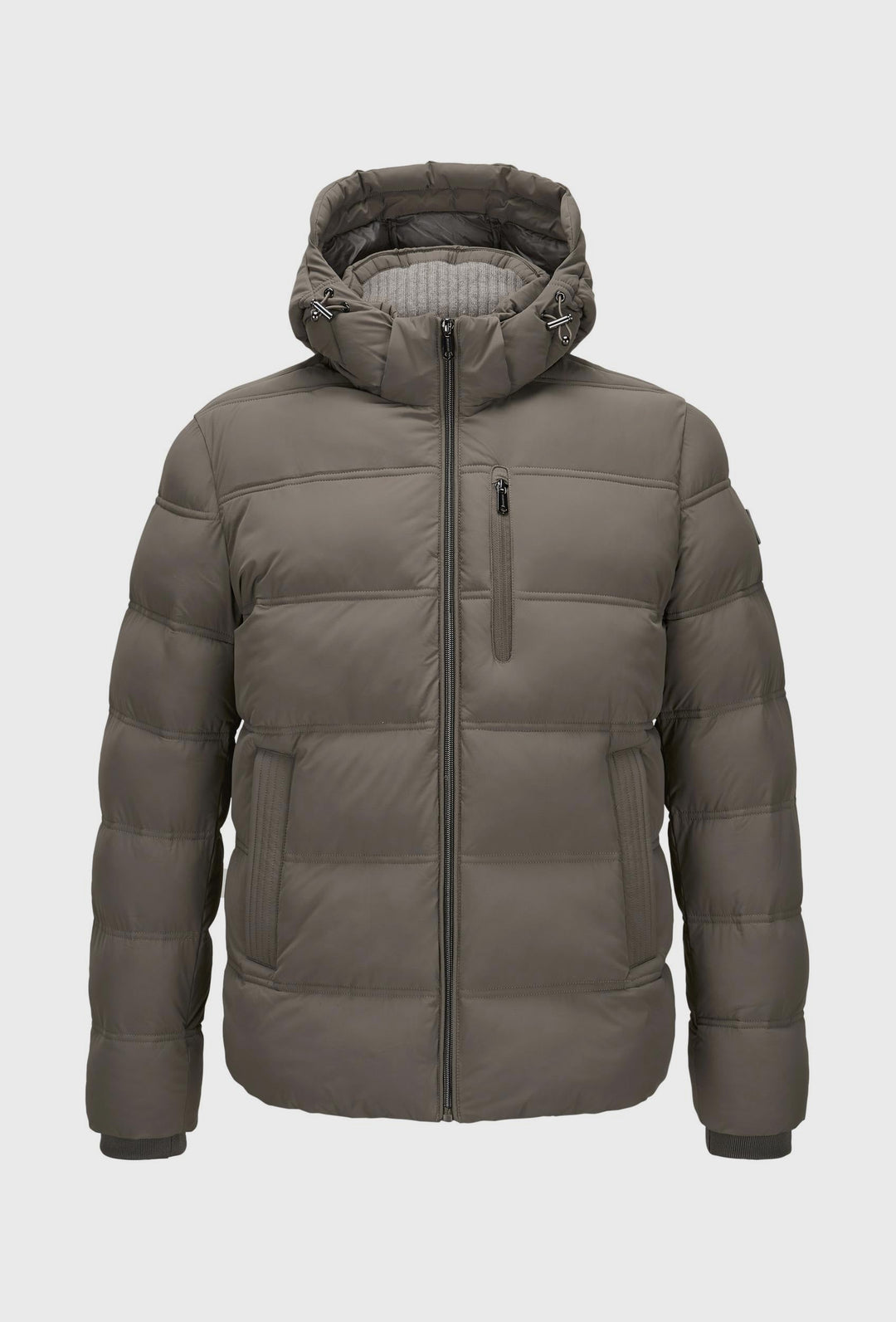 Quilted Hooded Jacket in Taupe