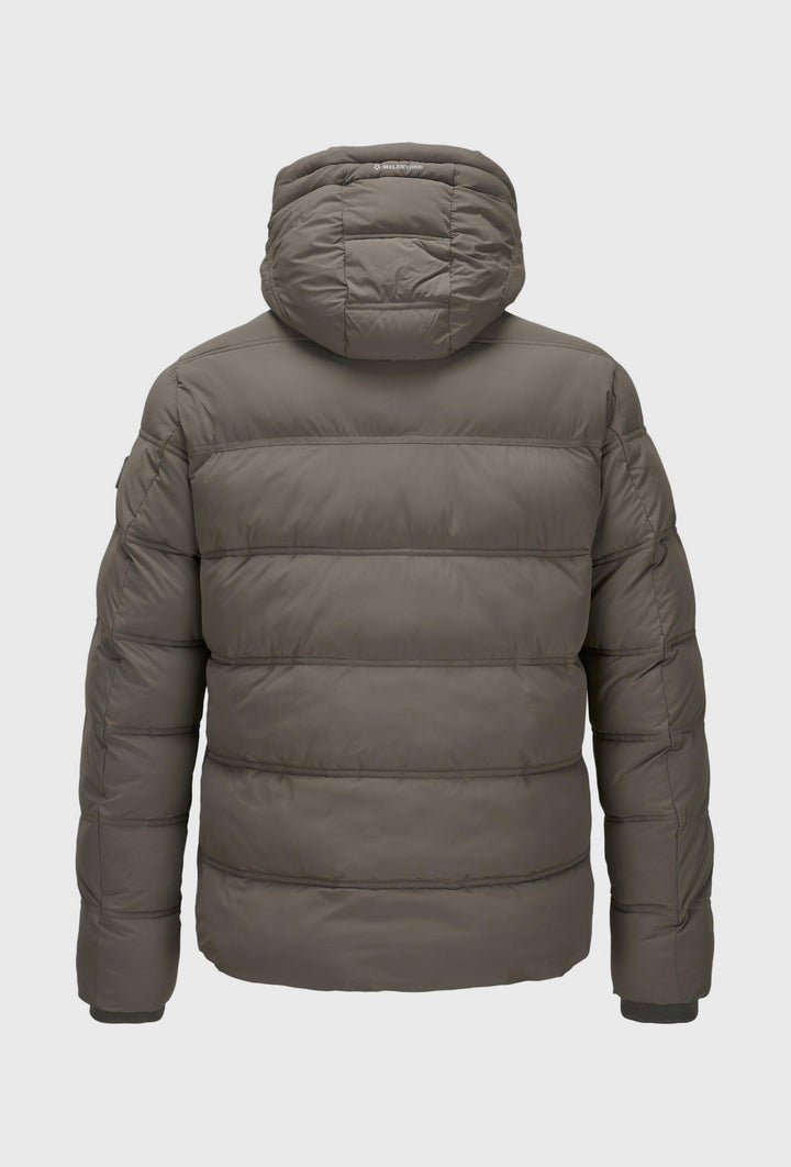 Quilted Hooded Jacket in Taupe