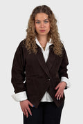 Oversize Damenjacke aus Wildleder in Braun