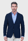 Herren-Sakko in Navy aus strukturiertem Stretchstrick