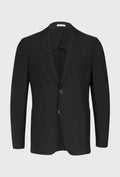 Men's Black Casual Suit Jacket in Textured Weave