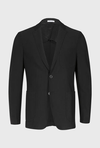Men's Black Casual Suit Jacket in Textured Weave