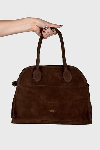 Fratelli Brown Box Bag in Soft Velour