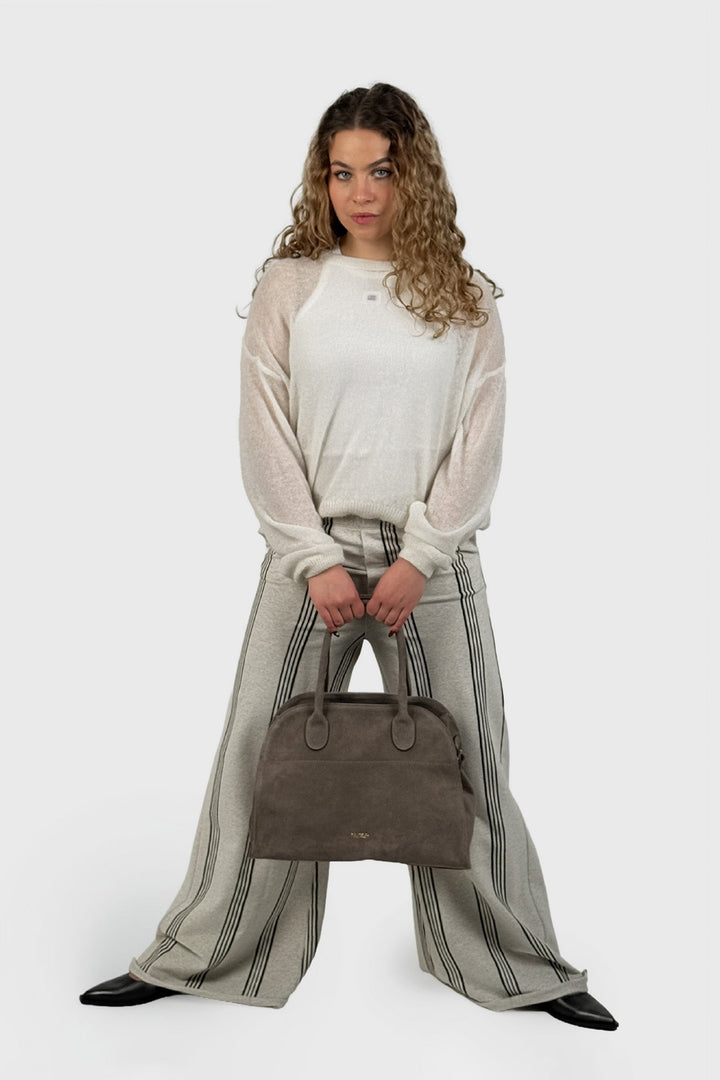 Fratelli Box Bag aus Velours in Taupe