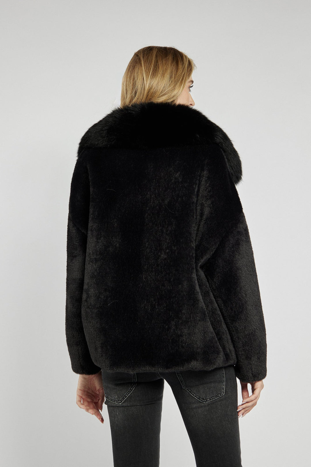 Women's Black Jacket with Fur Collar