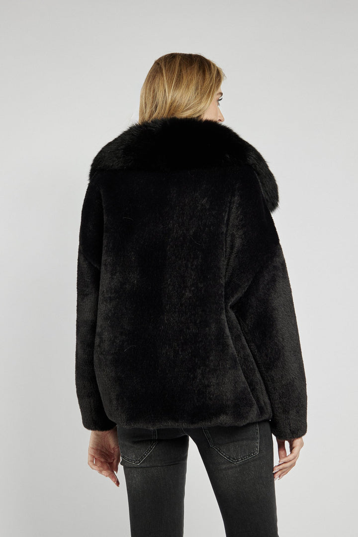 Women's Black Jacket with Fur Collar